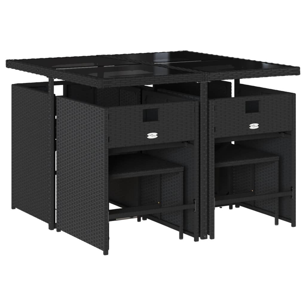 vidaXL Set mobilier de grădină cu perne, 9 piese, negru, poliratan vidaXL Set mobilier de grădină cu perne, 9 piese, negru, poliratan