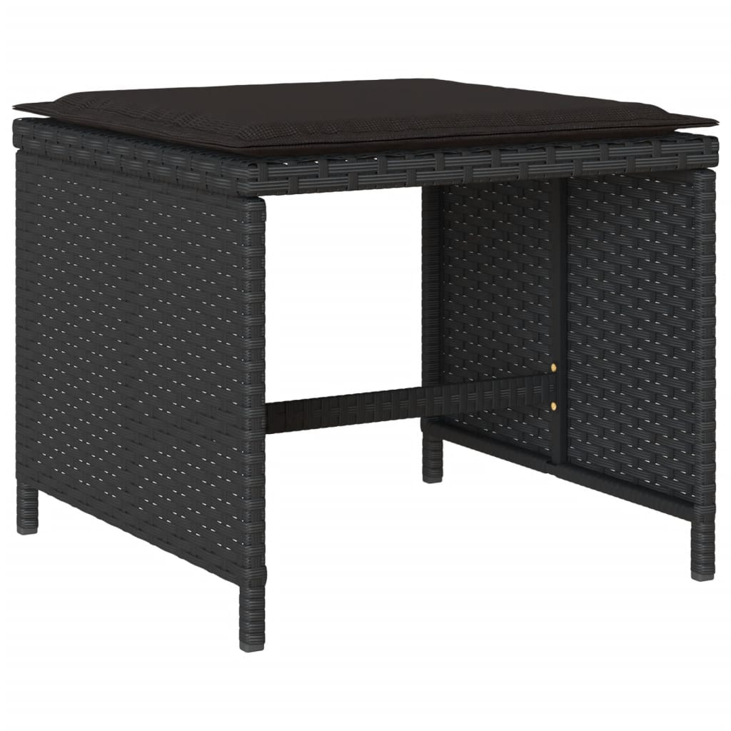 vidaXL Set mobilier de grădină cu perne, 9 piese, negru, poliratan