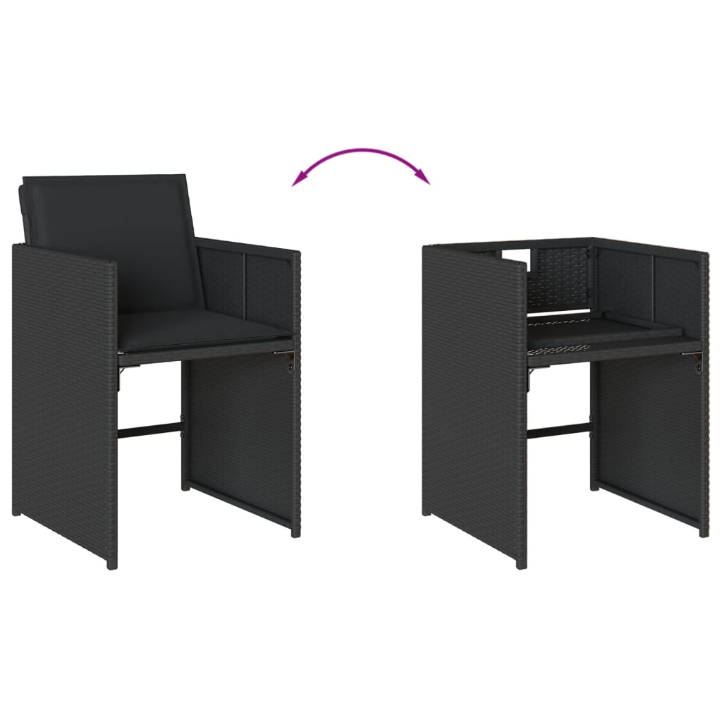 vidaXL Set mobilier de grădină cu perne, 9 piese, negru, poliratan