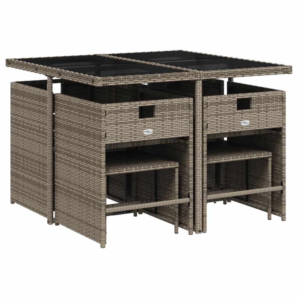 vidaXL Set mobilier grădină cu perne, 9 piese, gri, poliratan