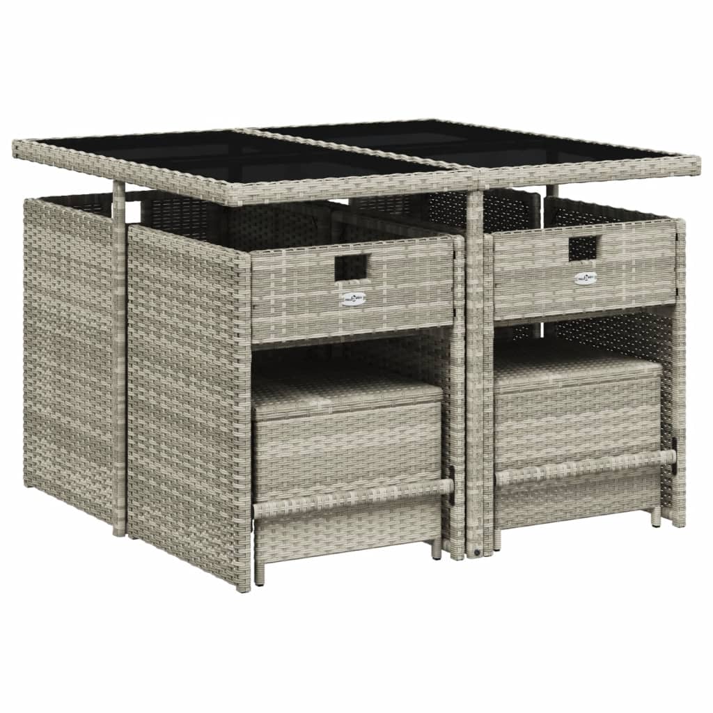 vidaXL Set mobilier grădină cu perne, 9 piese, gri deschis, poliratan vidaXL Set mobilier grădină cu perne, 9 piese, gri deschis, poliratan