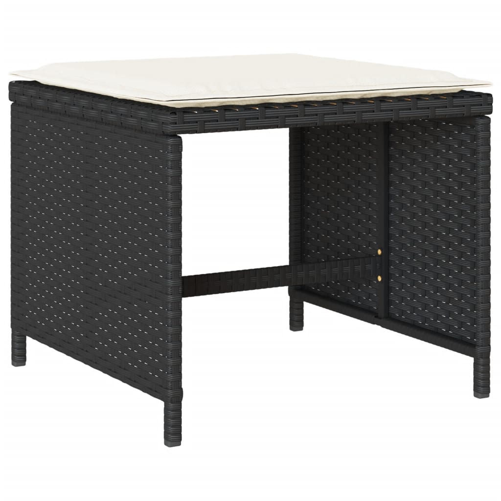vidaXL Set mobilier de grădină cu perne, 9 piese, negru, poliratan