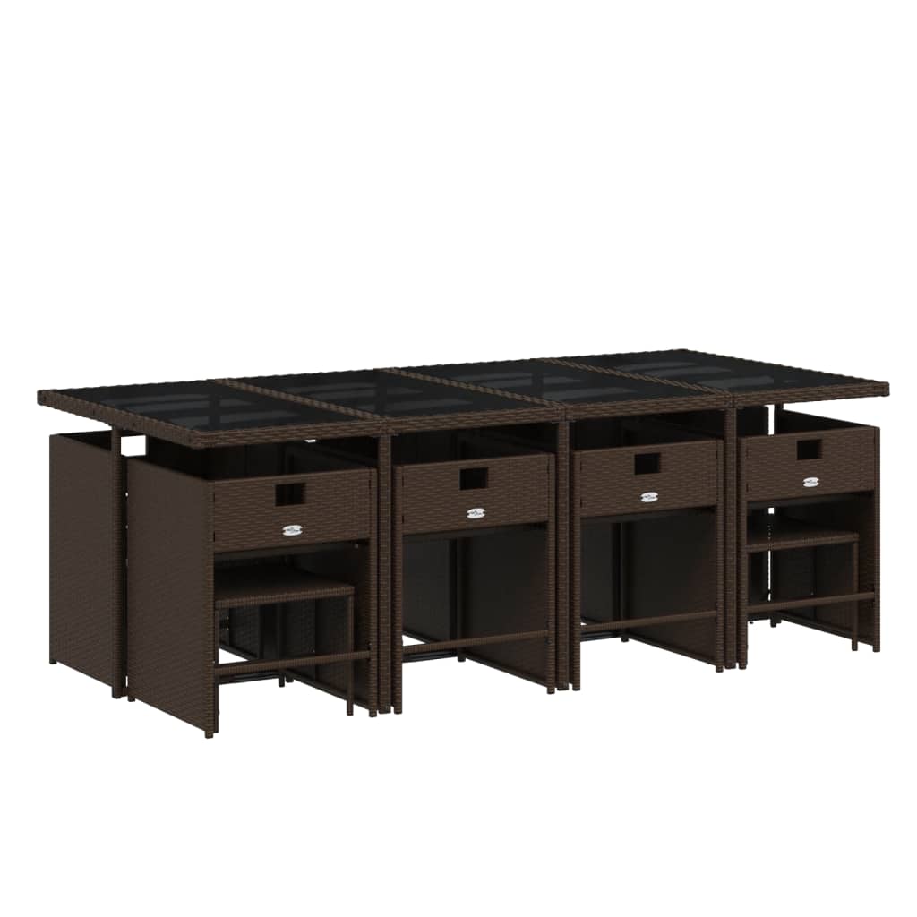 vidaXL Set mobilier de grădină, 13 piese, maro, cu perne, poliratan