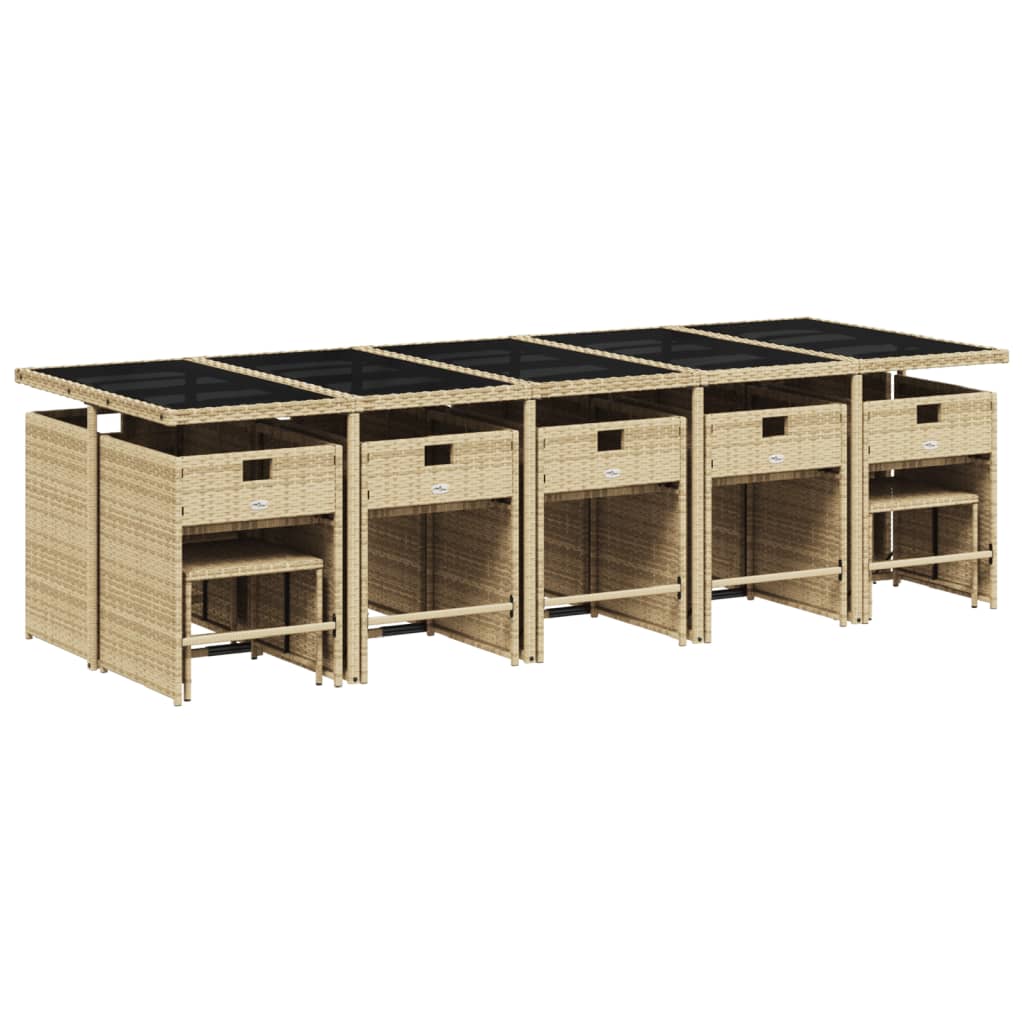vidaXL Set mobilier grădină cu perne, 15 piese, bej combinat poliratan