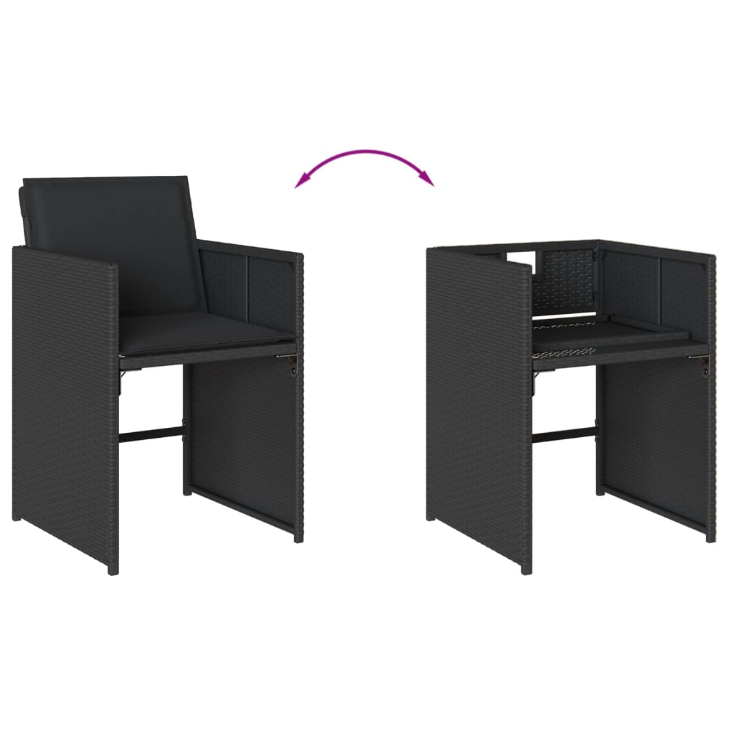 vidaXL Set mobilier de grădină cu perne, 9 piese, negru, poliratan vidaXL Set mobilier de grădină cu perne, 9 piese, negru, poliratan