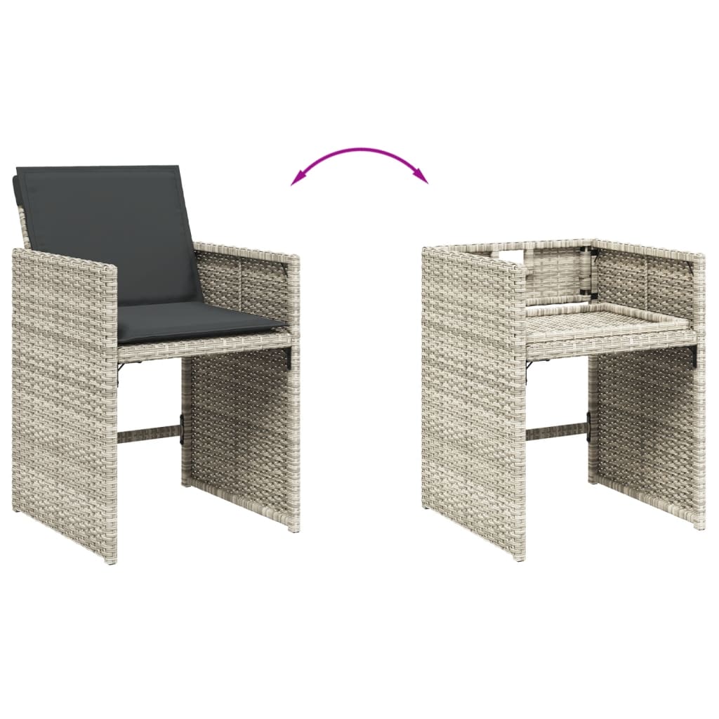 vidaXL Set mobilier grădină cu perne, 9 piese, gri deschis, poliratan