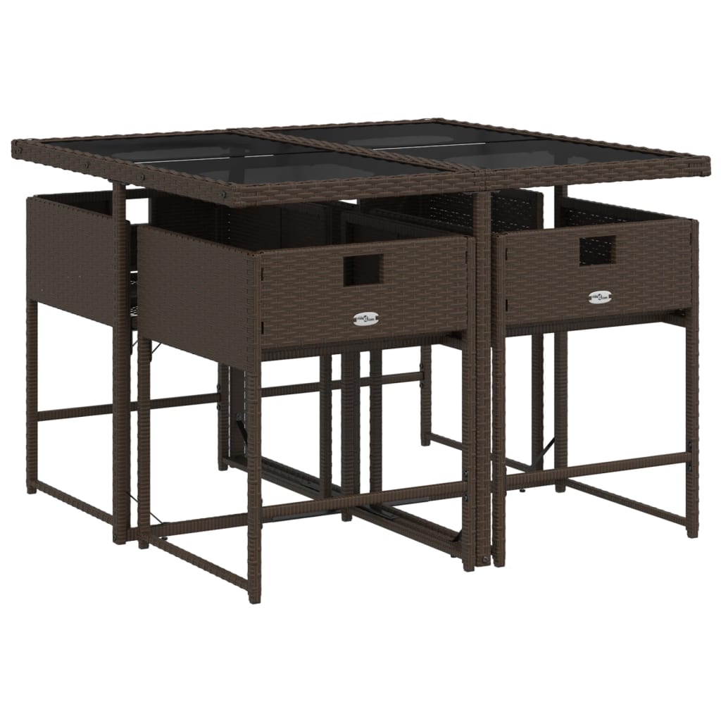 vidaXL Set mobilier de grădină, 5 piese, cu perne, maro, poliratan vidaXL Set mobilier de grădină, 5 piese, cu perne, maro, poliratan