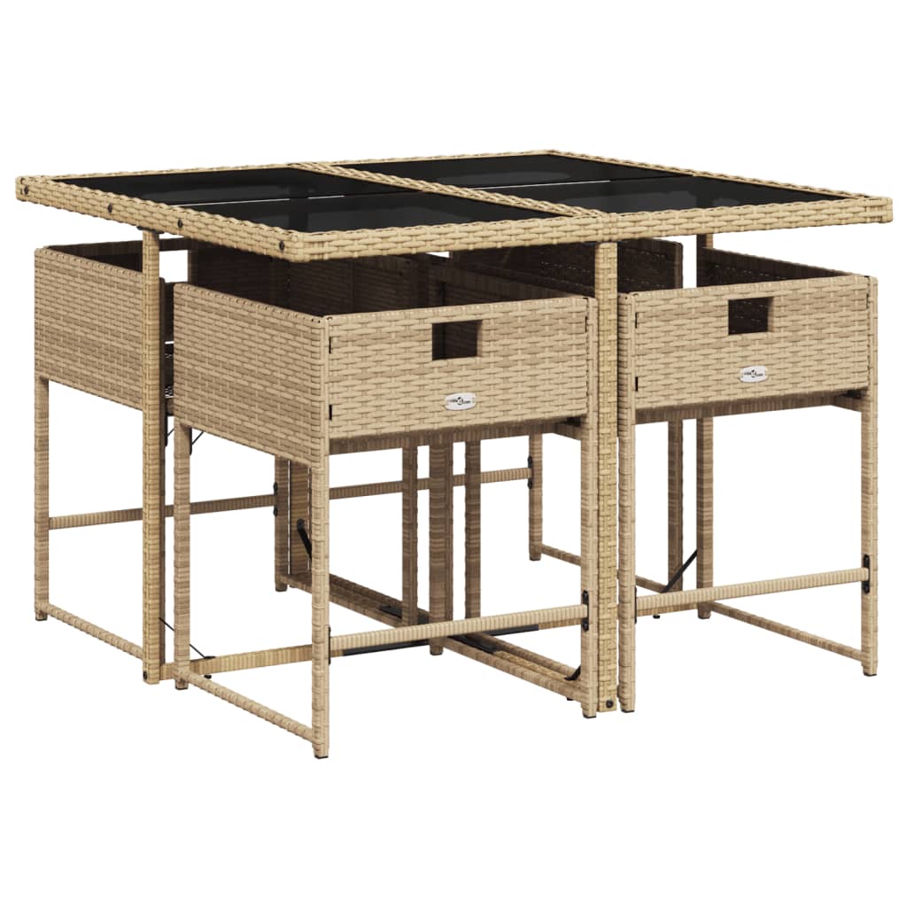 vidaXL Set mobilier pentru grădină, 5 piese, cu perne, bej, poliratan vidaXL Set mobilier pentru grădină, 5 piese, cu perne, bej, poliratan