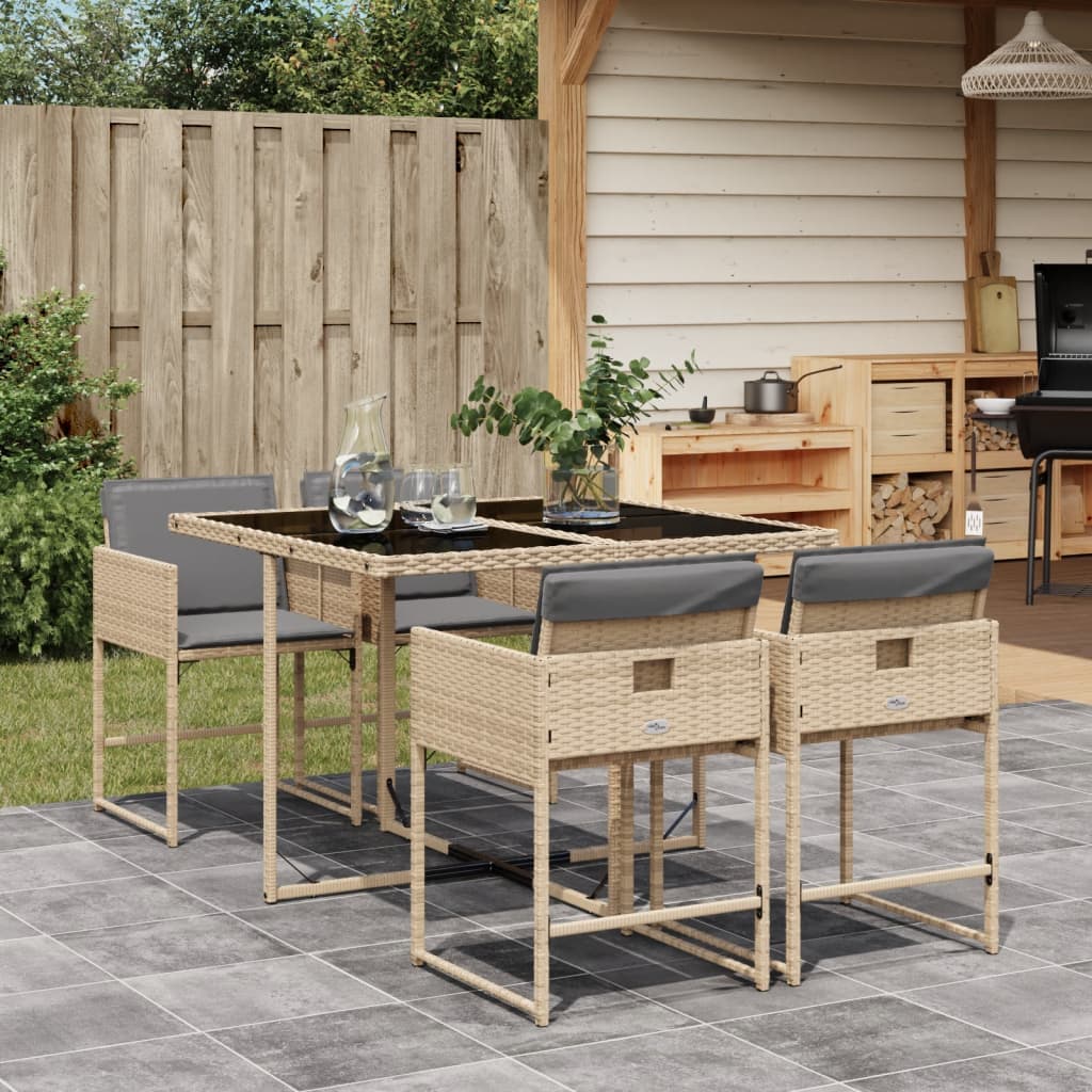 vidaXL Set mobilier pentru grădină, 5 piese, cu perne, bej, poliratan vidaXL Set mobilier pentru grădină, 5 piese, cu perne, bej, poliratan