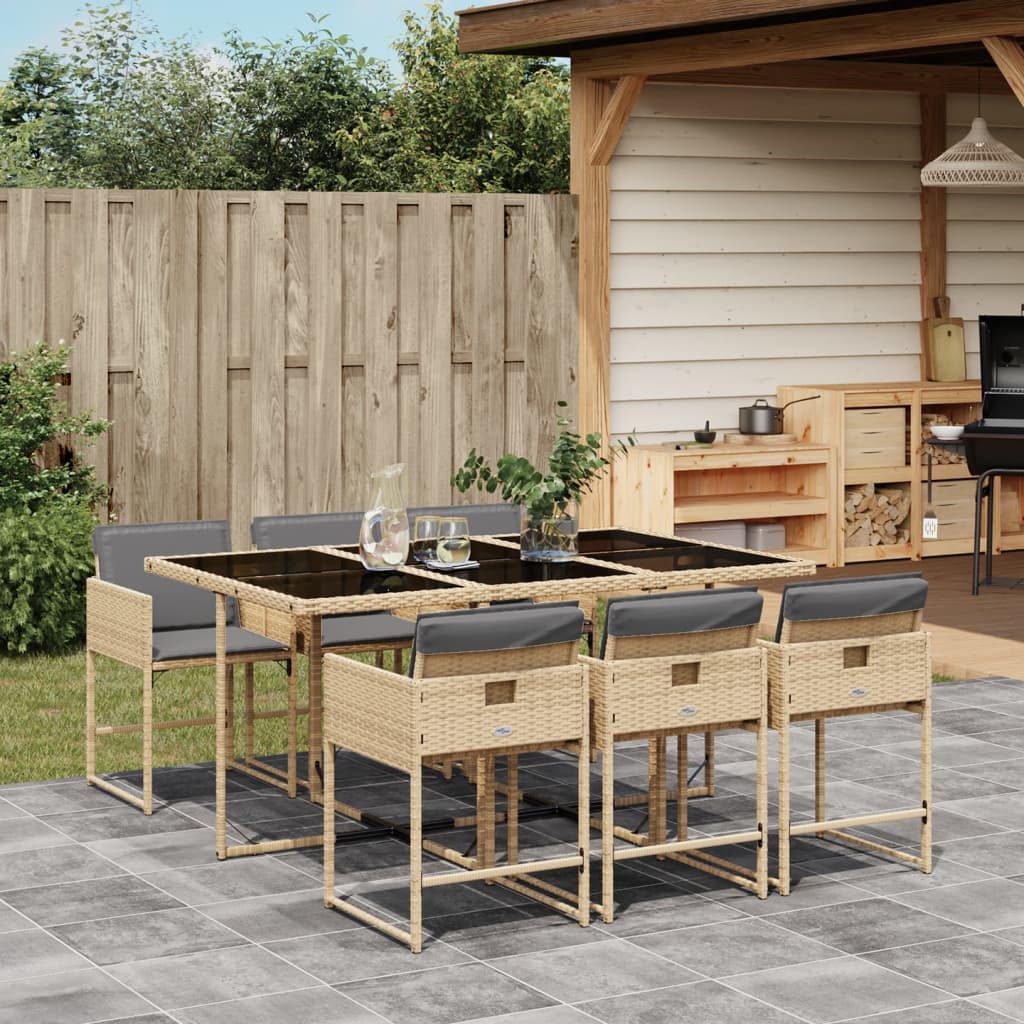 vidaXL Set mobilier pentru grădină, 7 piese, cu perne, bej, poliratan vidaXL Set mobilier pentru grădină, 7 piese, cu perne, bej, poliratan