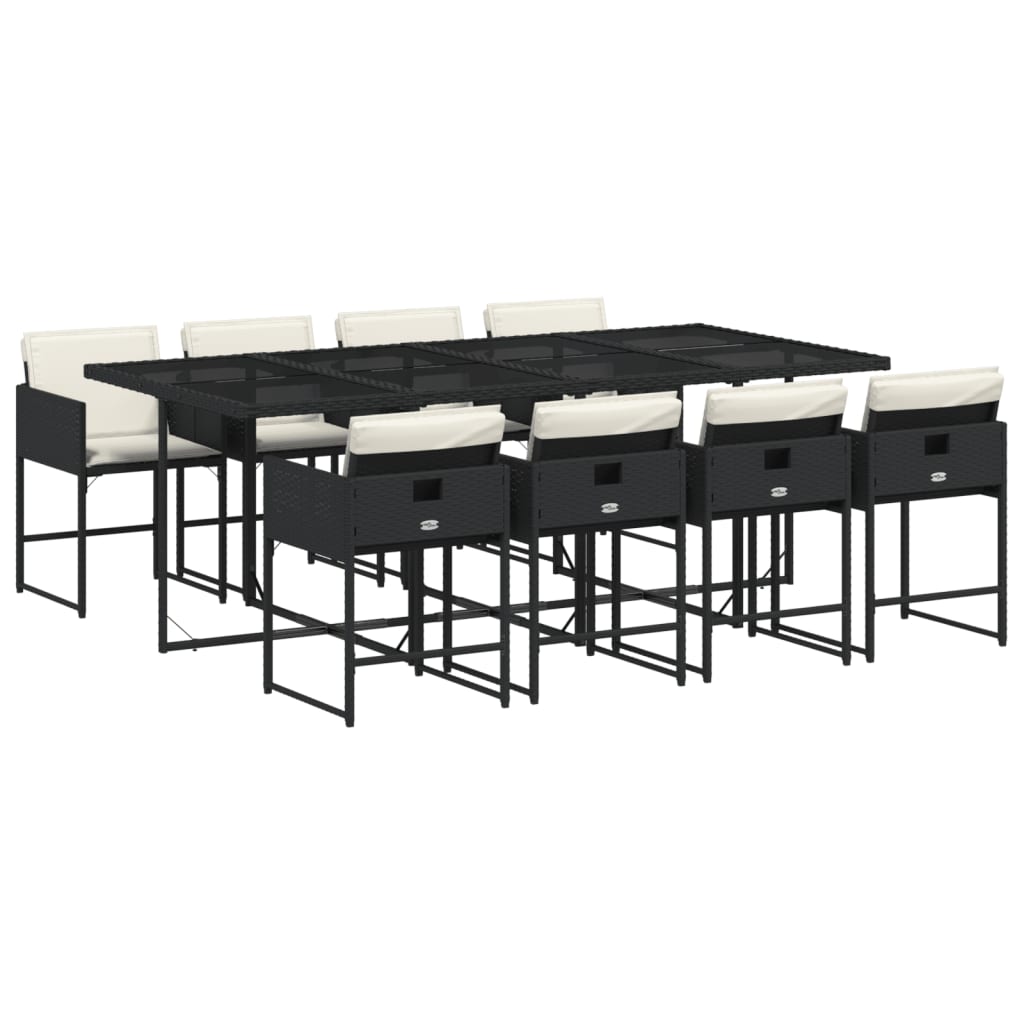vidaXL Set mobilier de grădină cu perne, 9 piese, negru, poliratan vidaXL Set mobilier de grădină cu perne, 9 piese, negru, poliratan