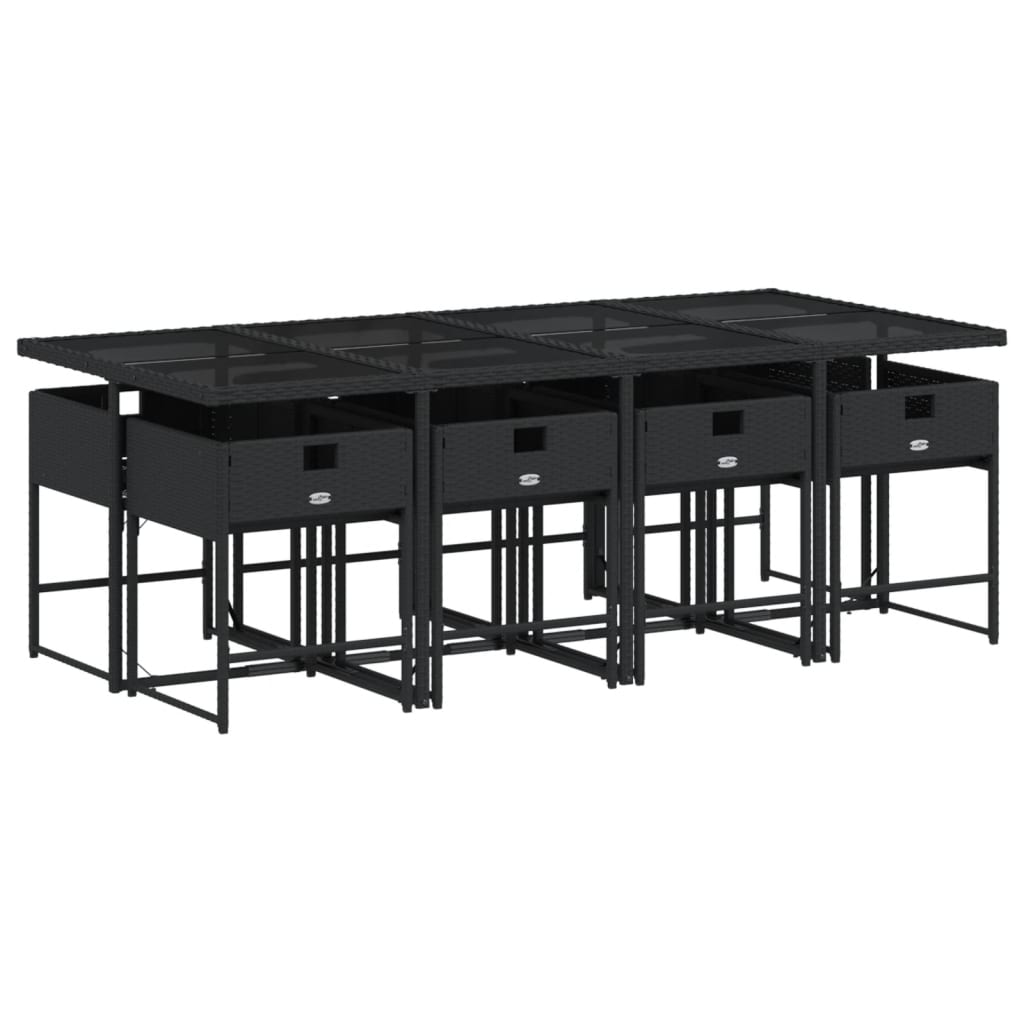 vidaXL Set mobilier de grădină cu perne, 9 piese, negru, poliratan vidaXL Set mobilier de grădină cu perne, 9 piese, negru, poliratan
