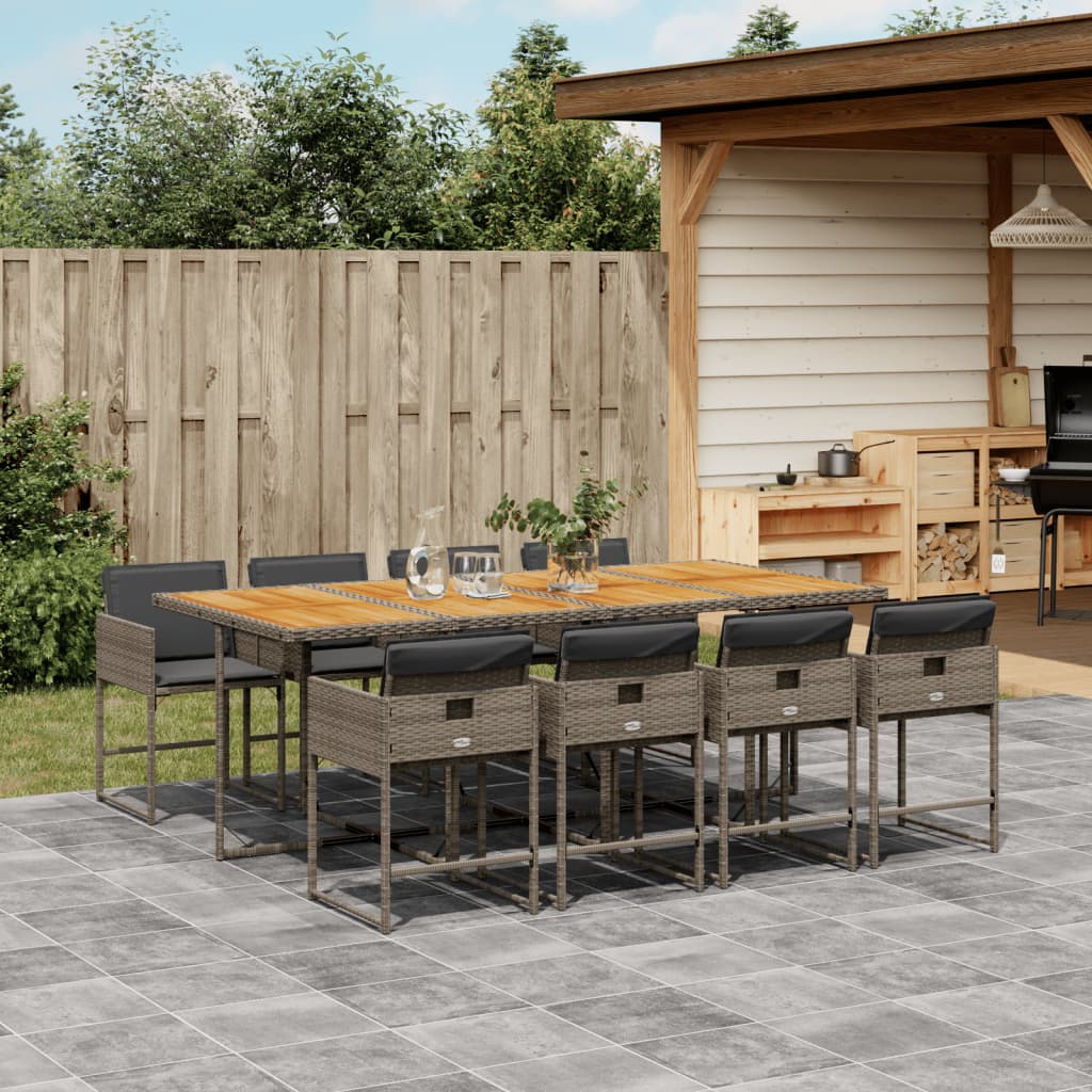 vidaXL Set mobilier grădină cu perne, 9 piese, gri, poliratan vidaXL Set mobilier grădină cu perne, 9 piese, gri, poliratan
