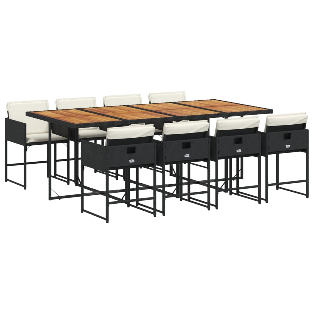 vidaXL Set mobilier de grădină cu perne, 9 piese, negru, poliratan