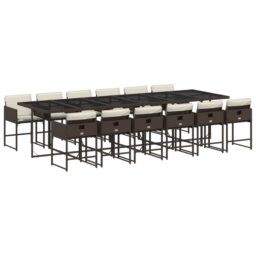 vidaXL Set mobilier de grădină, 13 piese, maro, cu perne, poliratan vidaXL Set mobilier de grădină, 13 piese, maro, cu perne, poliratan