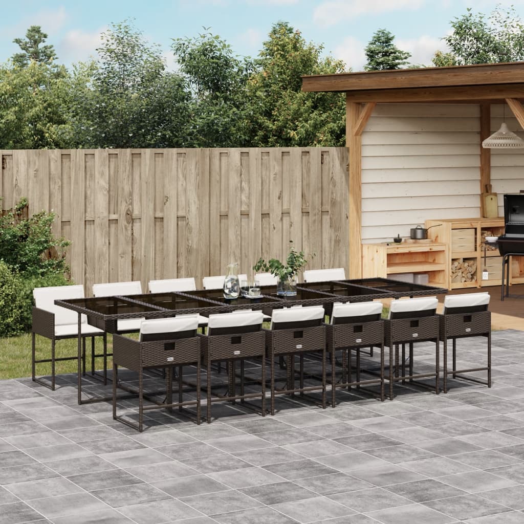 vidaXL Set mobilier de grădină, 13 piese, maro, cu perne, poliratan vidaXL Set mobilier de grădină, 13 piese, maro, cu perne, poliratan
