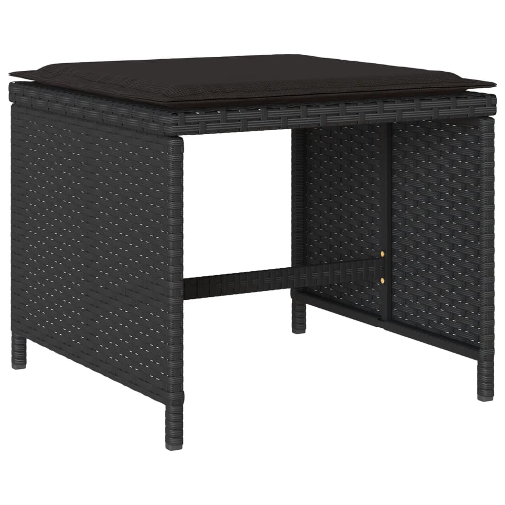 vidaXL Set mobilier de grădină cu perne, 9 piese, negru, poliratan