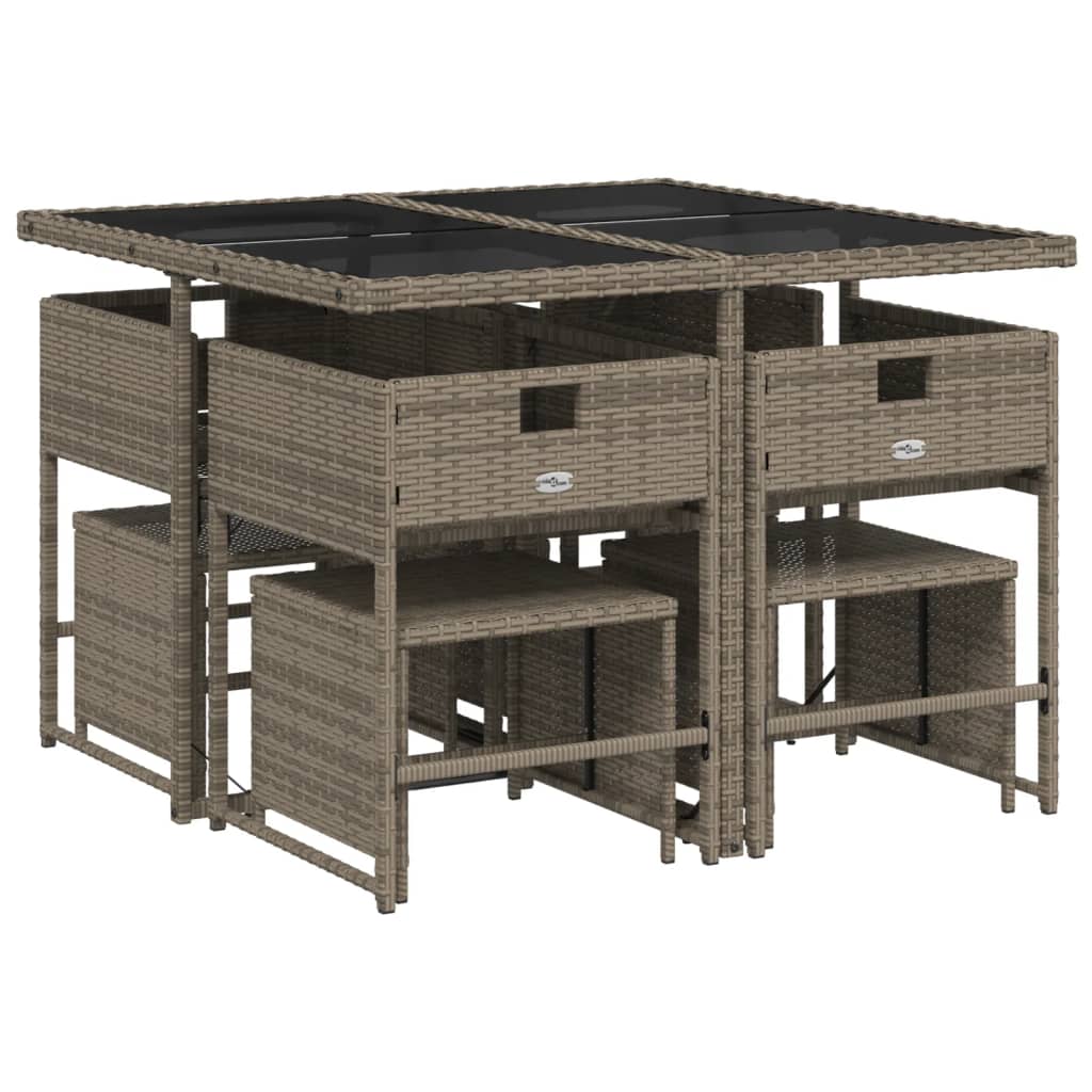 vidaXL Set mobilier grădină cu perne, 9 piese, gri, poliratan vidaXL Set mobilier grădină cu perne, 9 piese, gri, poliratan