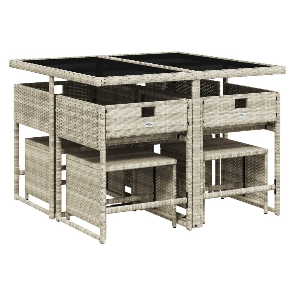 vidaXL Set mobilier grădină cu perne, 9 piese, gri deschis, poliratan vidaXL Set mobilier grădină cu perne, 9 piese, gri deschis, poliratan