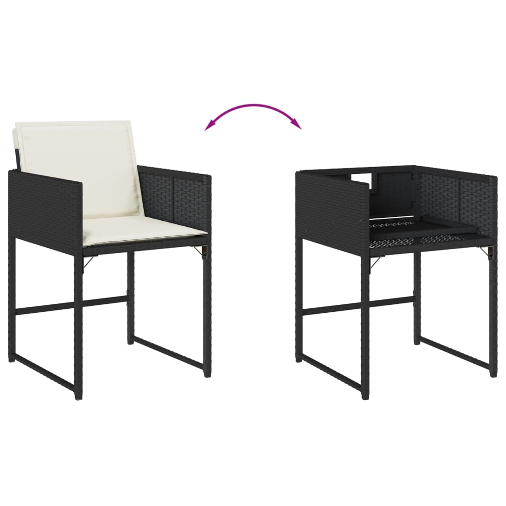 vidaXL Set mobilier de grădină cu perne, 9 piese, negru, poliratan