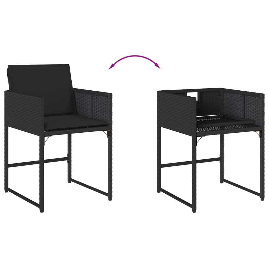 vidaXL Set mobilier de grădină cu perne, 9 piese, negru, poliratan vidaXL Set mobilier de grădină cu perne, 9 piese, negru, poliratan