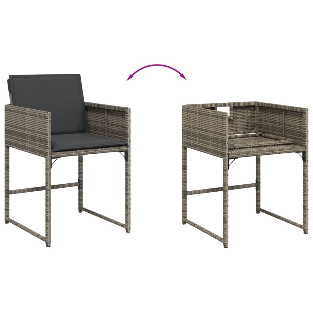 vidaXL Set mobilier grădină cu perne, 9 piese, gri, poliratan vidaXL Set mobilier grădină cu perne, 9 piese, gri, poliratan