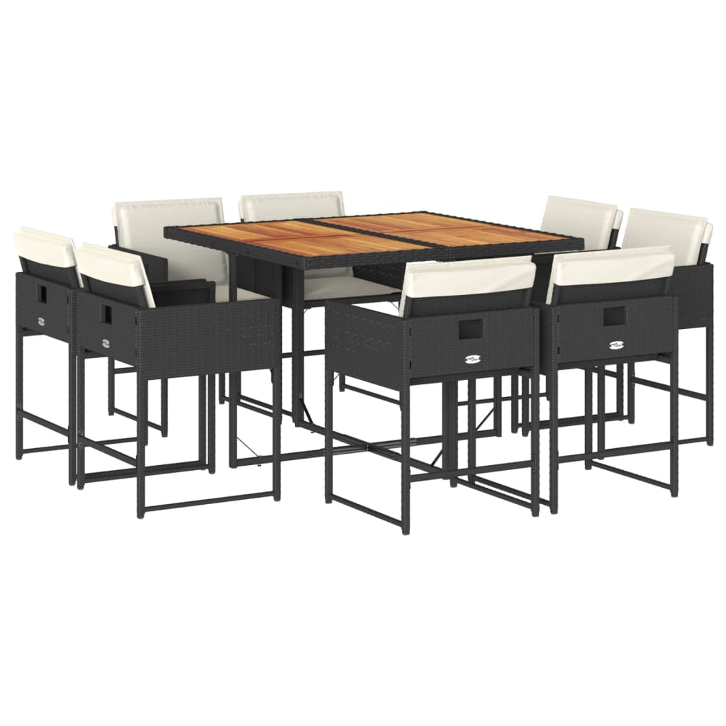 vidaXL Set mobilier de grădină cu perne, 9 piese, negru, poliratan vidaXL Set mobilier de grădină cu perne, 9 piese, negru, poliratan
