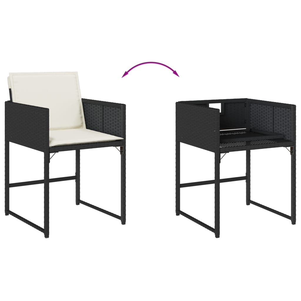 vidaXL Set mobilier de grădină cu perne, 9 piese, negru, poliratan vidaXL Set mobilier de grădină cu perne, 9 piese, negru, poliratan