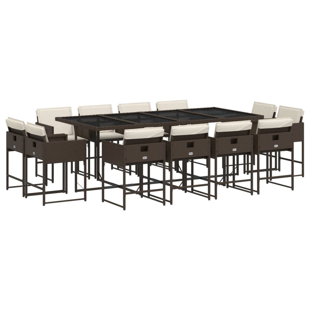 vidaXL Set mobilier de grădină, 13 piese, maro, cu perne, poliratan vidaXL Set mobilier de grădină, 13 piese, maro, cu perne, poliratan