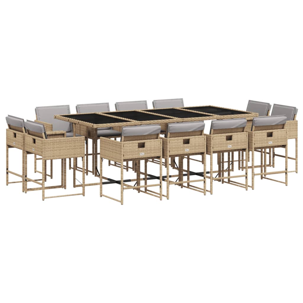 vidaXL Set mobilier grădină cu perne, 13 piese, bej combinat poliratan