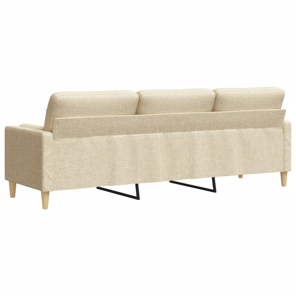 vidaXL Canapea cu 3 locuri cu pernuțe, crem, 210 cm, textil