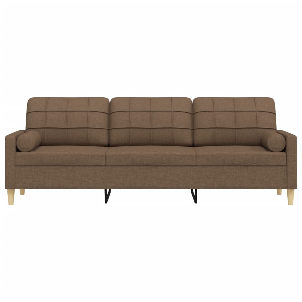 vidaXL Canapea cu 3 locuri cu pernuțe, maro, 210 cm, textil vidaXL Canapea cu 3 locuri cu pernuțe, maro, 210 cm, textil