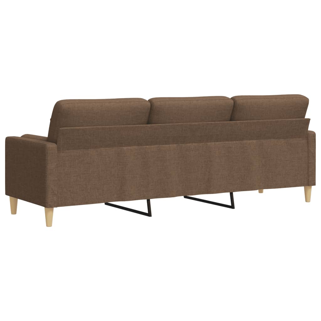 vidaXL Canapea cu 3 locuri cu pernuțe, maro, 210 cm, textil vidaXL Canapea cu 3 locuri cu pernuțe, maro, 210 cm, textil