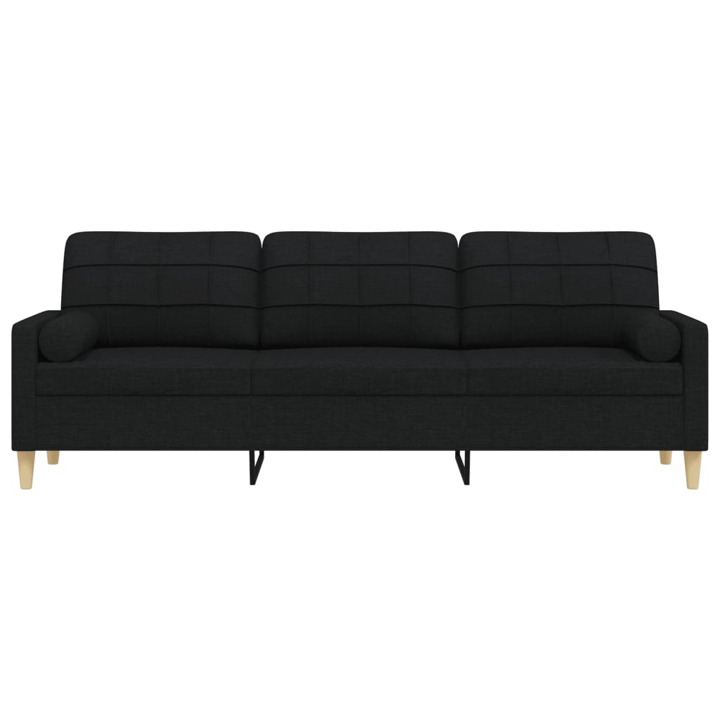 vidaXL Canapea cu 3 locuri cu pernuțe, negru, 210 cm, textil vidaXL Canapea cu 3 locuri cu pernuțe, negru, 210 cm, textil
