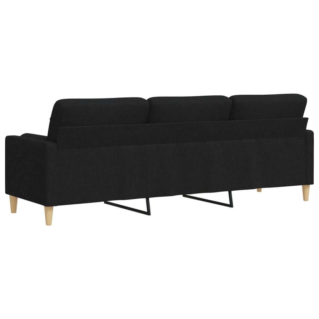 vidaXL Canapea cu 3 locuri cu pernuțe, negru, 210 cm, textil vidaXL Canapea cu 3 locuri cu pernuțe, negru, 210 cm, textil