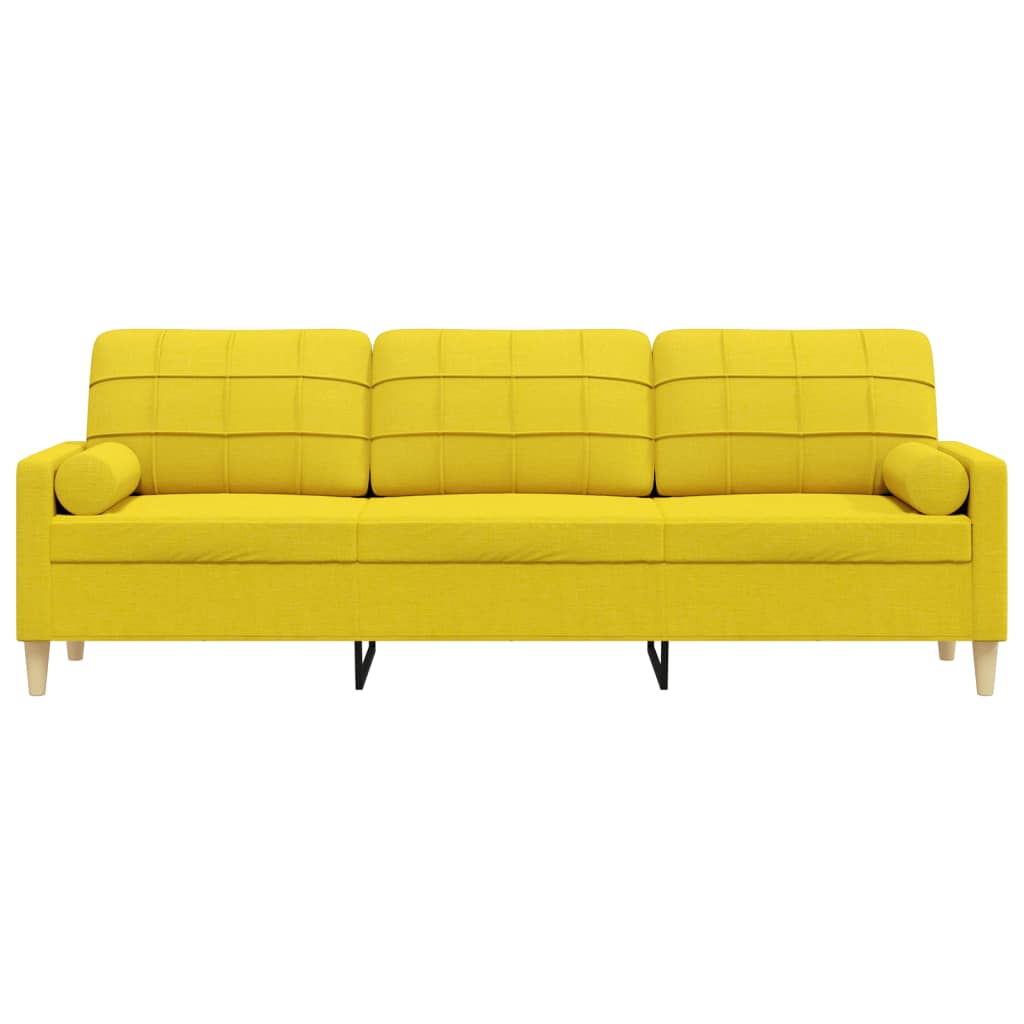 vidaXL Canapea cu 3 locuri cu pernuțe, galben deschis, 210 cm, textil vidaXL Canapea cu 3 locuri cu pernuțe, galben deschis, 210 cm, textil