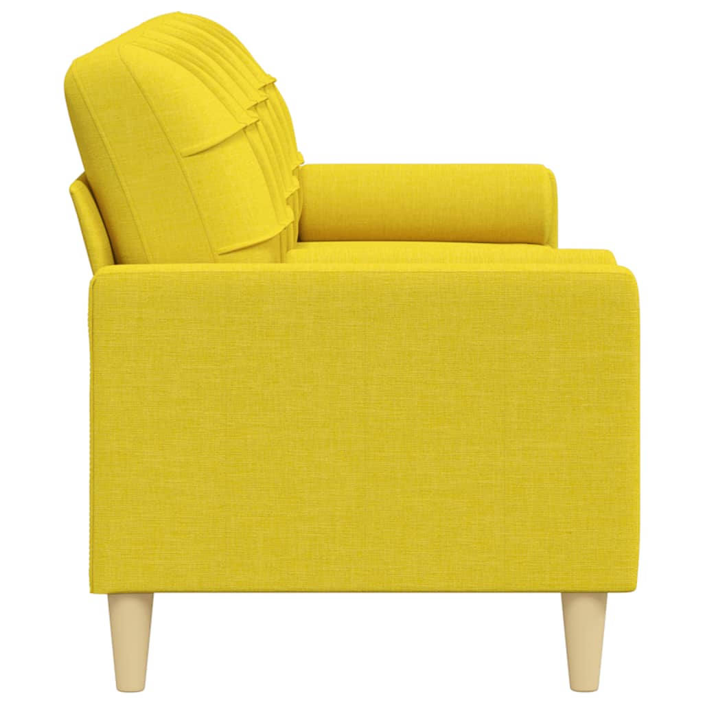 vidaXL Canapea cu 3 locuri cu pernuțe, galben deschis, 210 cm, textil vidaXL Canapea cu 3 locuri cu pernuțe, galben deschis, 210 cm, textil