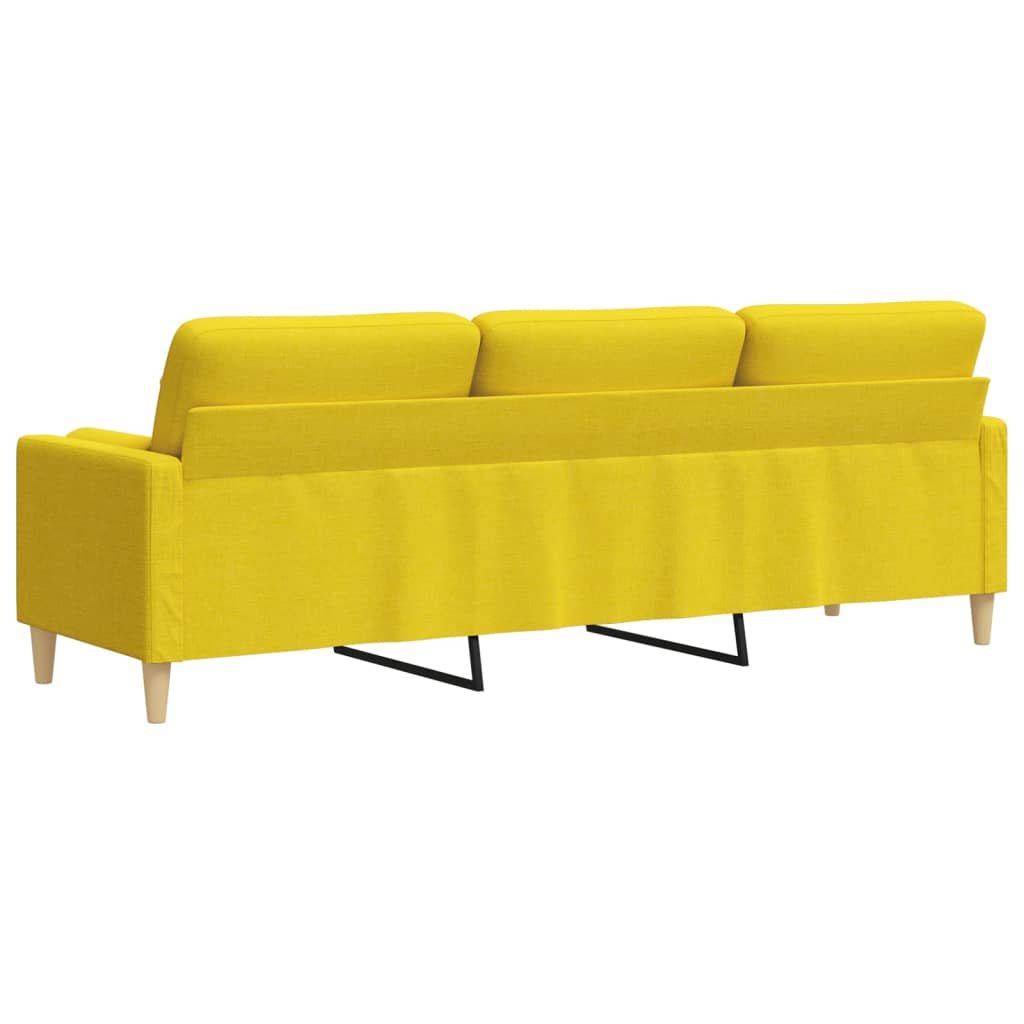 vidaXL Canapea cu 3 locuri cu pernuțe, galben deschis, 210 cm, textil vidaXL Canapea cu 3 locuri cu pernuțe, galben deschis, 210 cm, textil