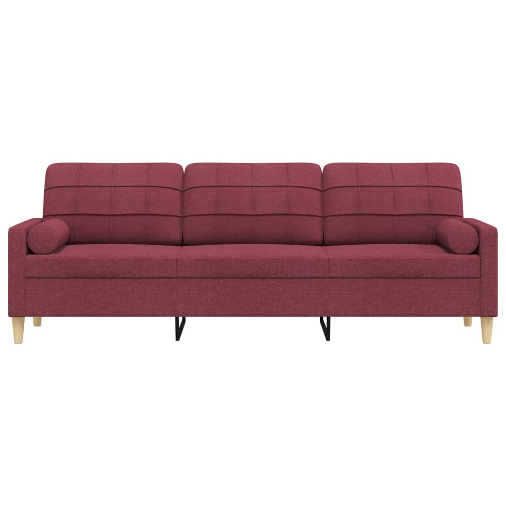 vidaXL Canapea cu 3 locuri cu pernuțe, roșu vin, 210 cm, textil vidaXL Canapea cu 3 locuri cu pernuțe, roșu vin, 210 cm, textil