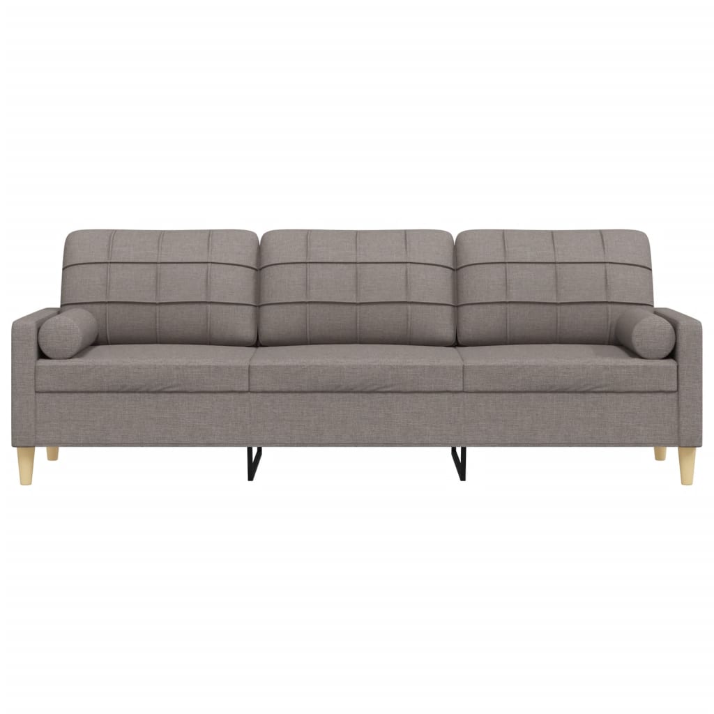 vidaXL Canapea cu 3 locuri cu pernuțe, gri taupe, 210 cm, textil