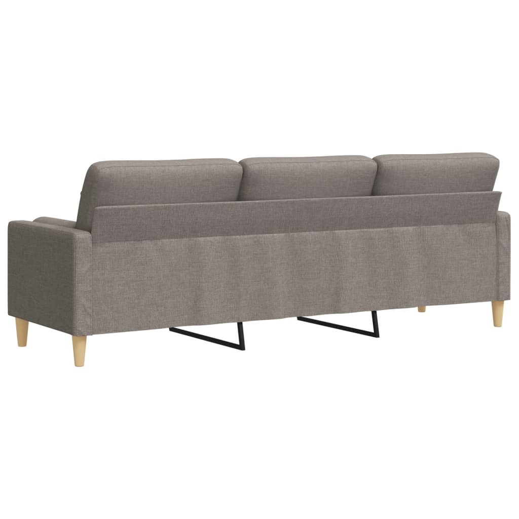 vidaXL Canapea cu 3 locuri cu pernuțe, gri taupe, 210 cm, textil