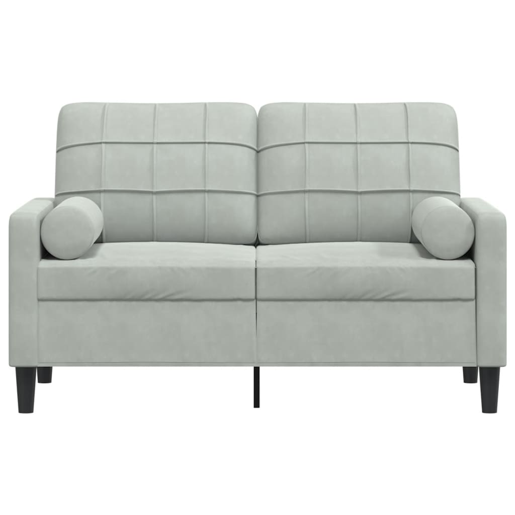 vidaXL Canapea cu 2 locuri cu pernuțe, gri deschis, 120 cm, catifea vidaXL Canapea cu 2 locuri cu pernuțe, gri deschis, 120 cm, catifea