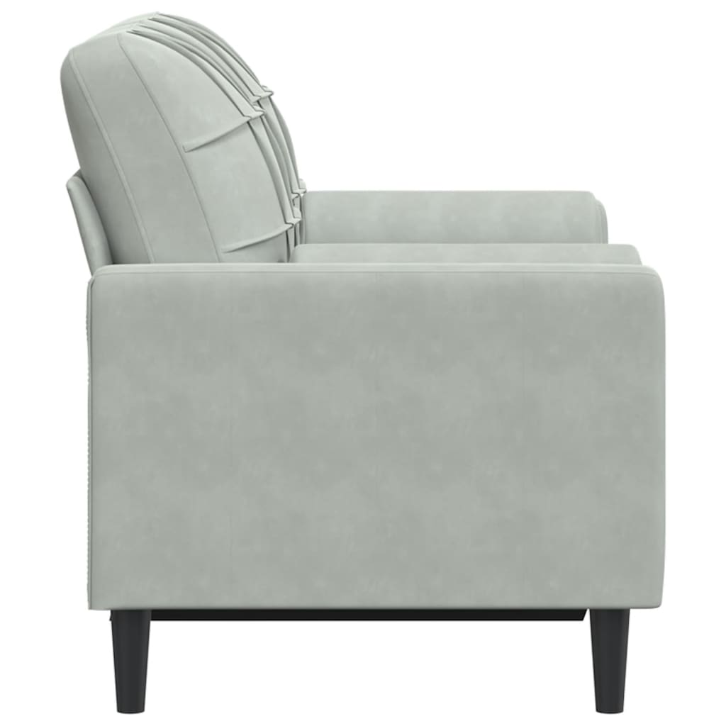 vidaXL Canapea cu 2 locuri cu pernuțe, gri deschis, 120 cm, catifea vidaXL Canapea cu 2 locuri cu pernuțe, gri deschis, 120 cm, catifea