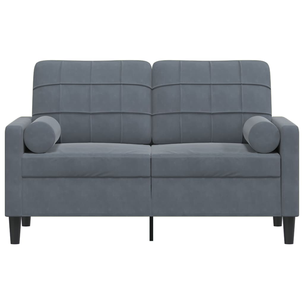 vidaXL Canapea cu 2 locuri cu pernuțe, gri închis, 120 cm, catifea vidaXL Canapea cu 2 locuri cu pernuțe, gri închis, 120 cm, catifea