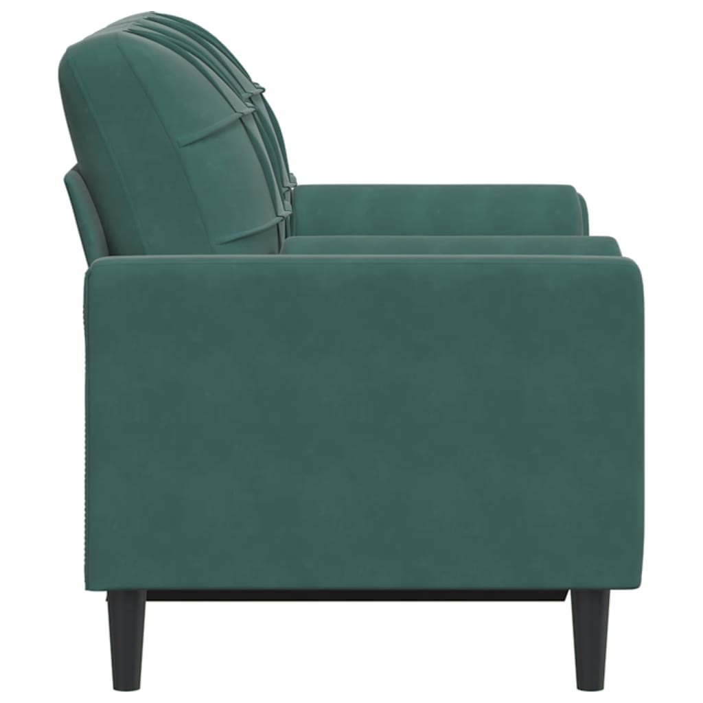 vidaXL Canapea cu 2 locuri cu pernuțe, verde închis, 120 cm, catifea