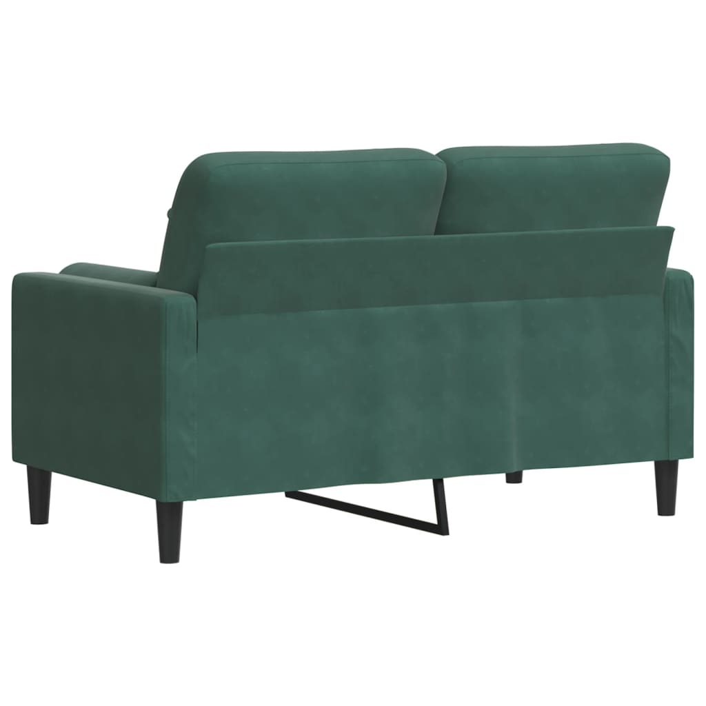 vidaXL Canapea cu 2 locuri cu pernuțe, verde închis, 120 cm, catifea