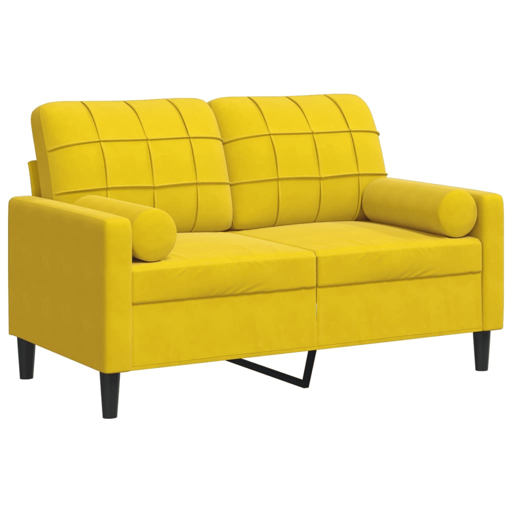 vidaXL Canapea cu 2 locuri cu pernuțe, galben, 120 cm, catifea vidaXL Canapea cu 2 locuri cu pernuțe, galben, 120 cm, catifea