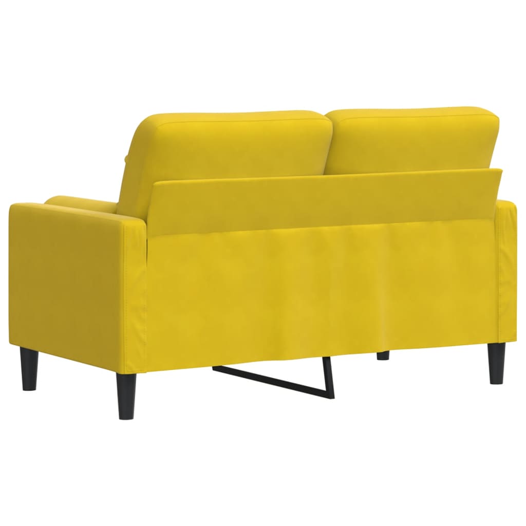 vidaXL Canapea cu 2 locuri cu pernuțe, galben, 120 cm, catifea vidaXL Canapea cu 2 locuri cu pernuțe, galben, 120 cm, catifea