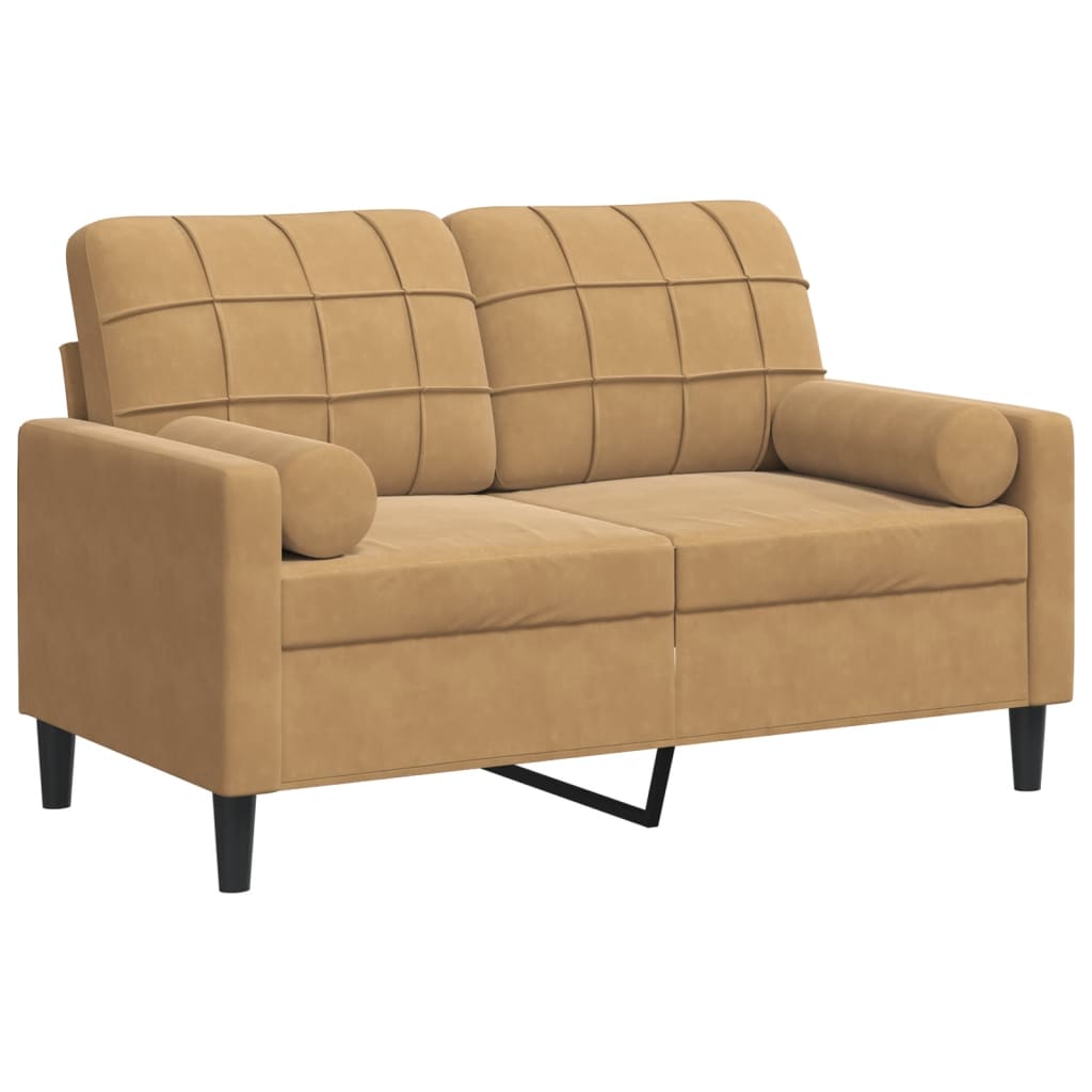 vidaXL Canapea cu 2 locuri cu pernuțe, maro, 120 cm, catifea vidaXL Canapea cu 2 locuri cu pernuțe, maro, 120 cm, catifea