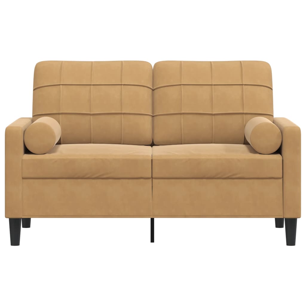 vidaXL Canapea cu 2 locuri cu pernuțe, maro, 120 cm, catifea vidaXL Canapea cu 2 locuri cu pernuțe, maro, 120 cm, catifea
